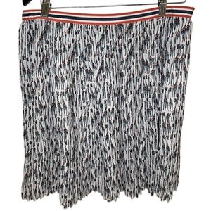G.H. Bass & Co. Giraffe Print Pleated Midi Skirt Navy Orange‎ White Size 10 NWT